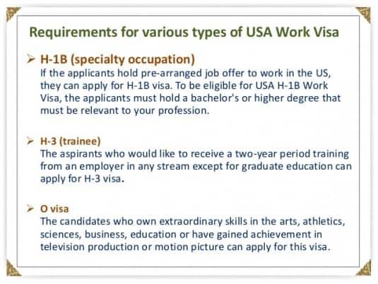 American visa application requirements the b visa