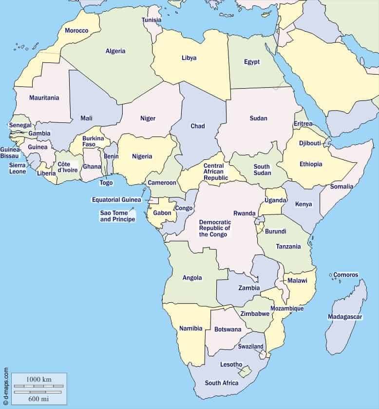 African countries and their presidents, map of Africa