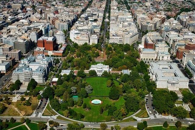 a bird's eye view of Washington, DC
