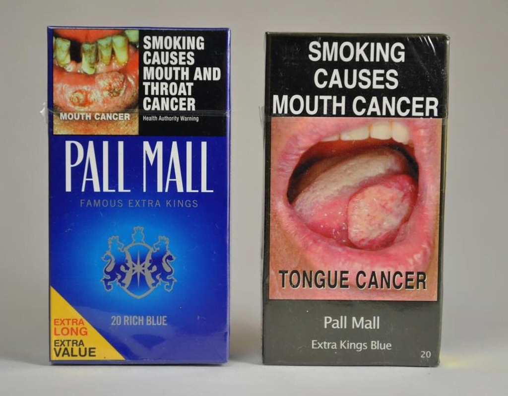 Cigarette Packaging showing pictorial and text warning combination.